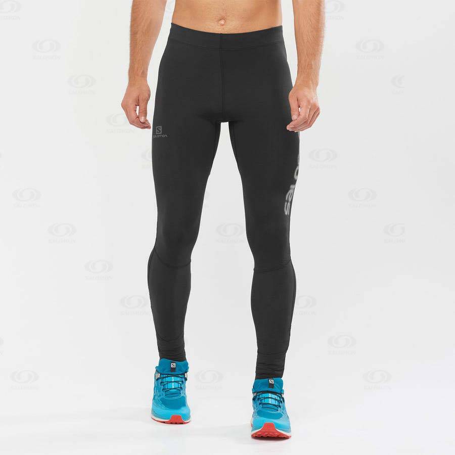 Salomon AGILE LONG Men's Running Tights Black | AU-A1073