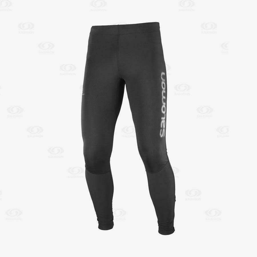 Salomon AGILE LONG Men\'s Running Tights Black | AU-A1073