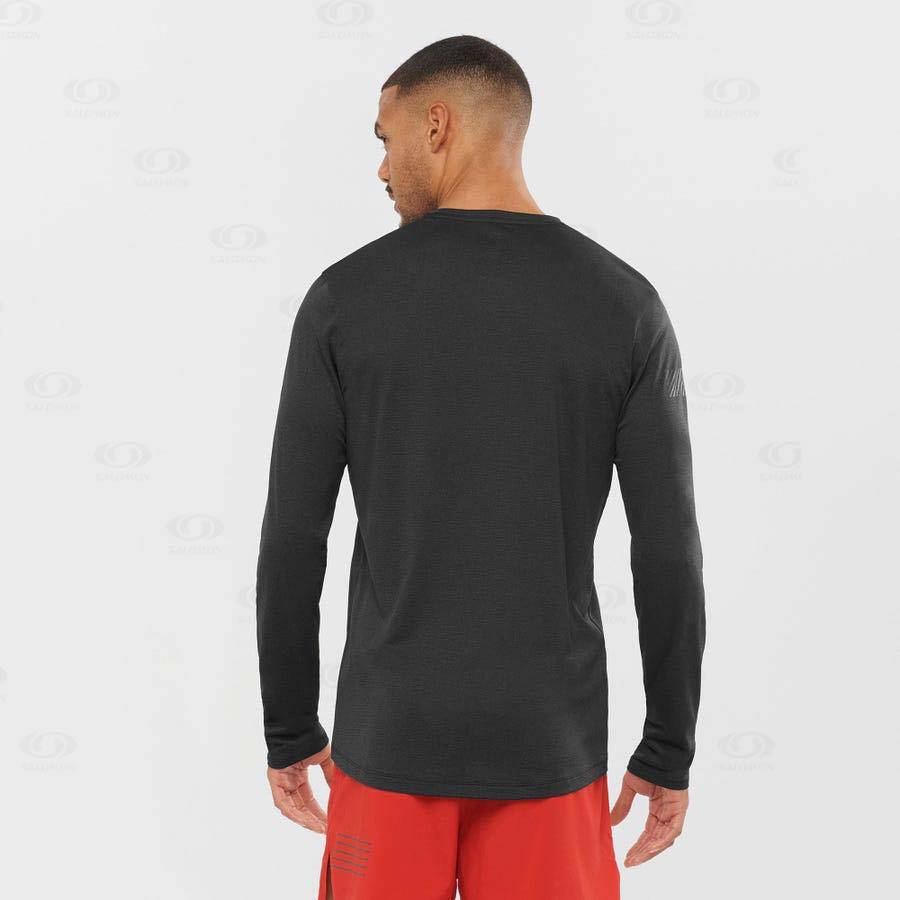 Salomon AGILE Men's T Shirts Black | AU-O2314