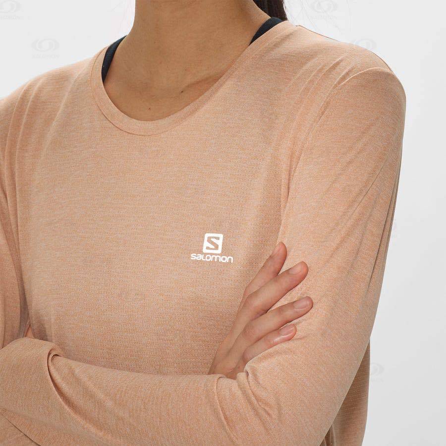 Salomon AGILE Women's T Shirts Beige | AU-N1799