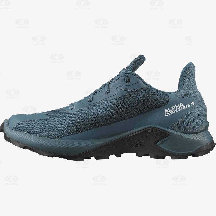 Salomon ALPHACROSS 3 GORE-TEX Men's Waterproof Shoes Blue | AU-S1877