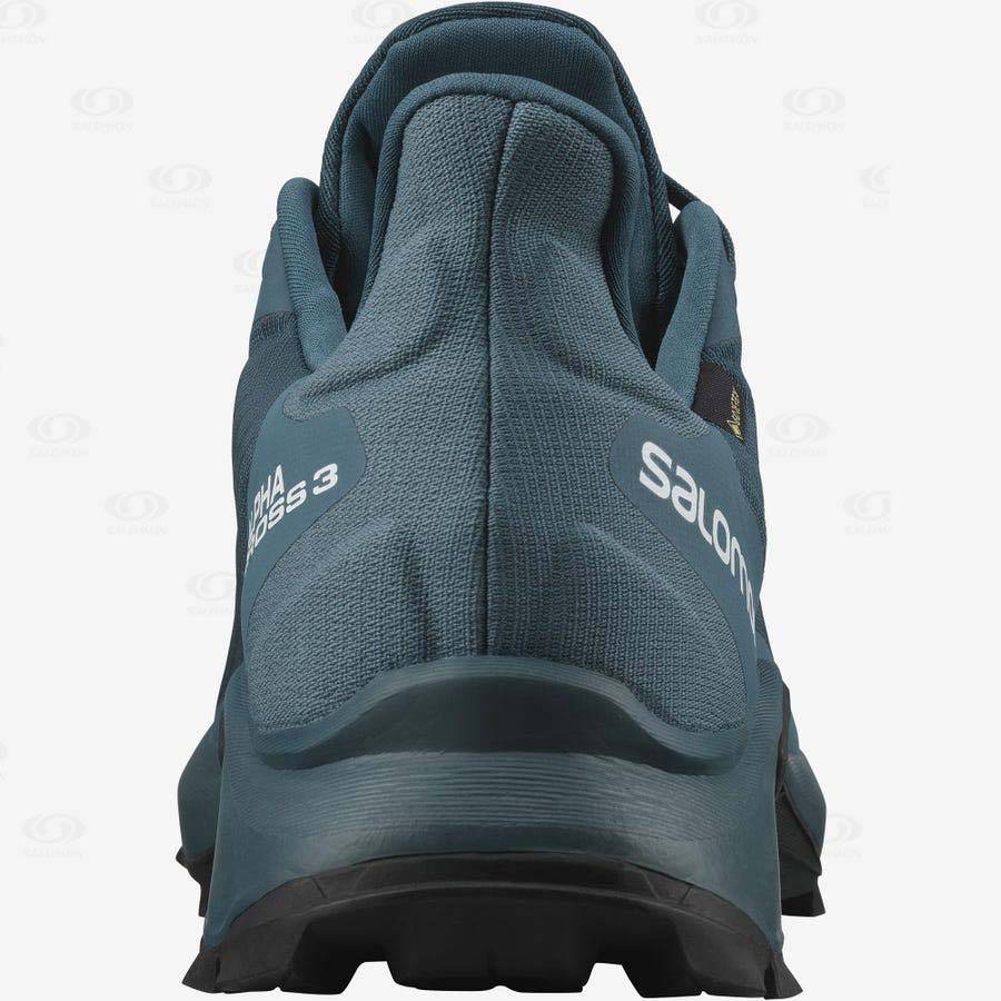 Salomon ALPHACROSS 3 GORE-TEX Men's Waterproof Shoes Blue | AU-S1877