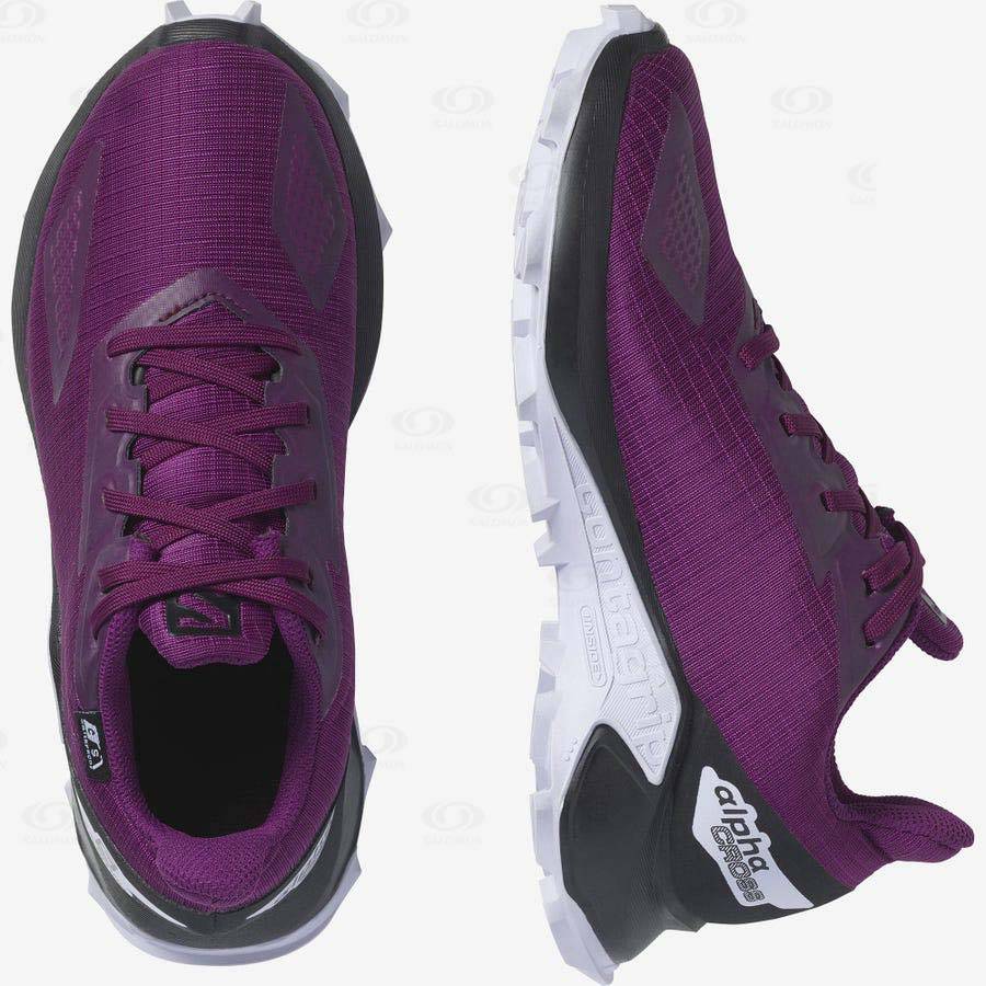 Salomon ALPHACROSS BLAST CLIMASALOMON™ WATERPROOF Kids' Trail Running Shoes Purple | AU-M2462