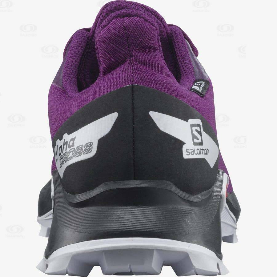 Salomon ALPHACROSS BLAST CLIMASALOMON™ WATERPROOF Kids' Trail Running Shoes Purple | AU-M2462