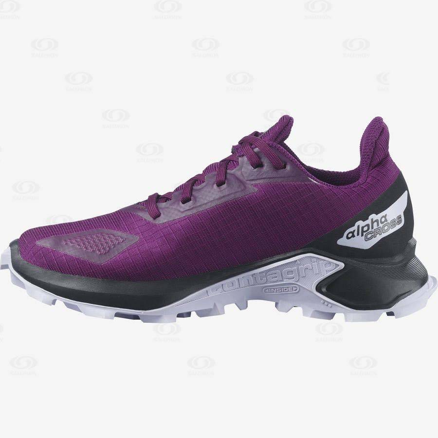 Salomon ALPHACROSS BLAST CLIMASALOMON™ WATERPROOF Kids' Trail Running Shoes Purple | AU-M2462