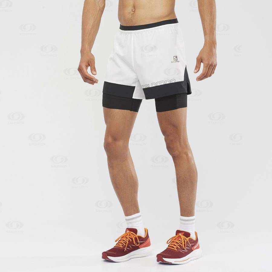 Salomon CROSS 2IN1 Men's Shorts White | AU-O1049