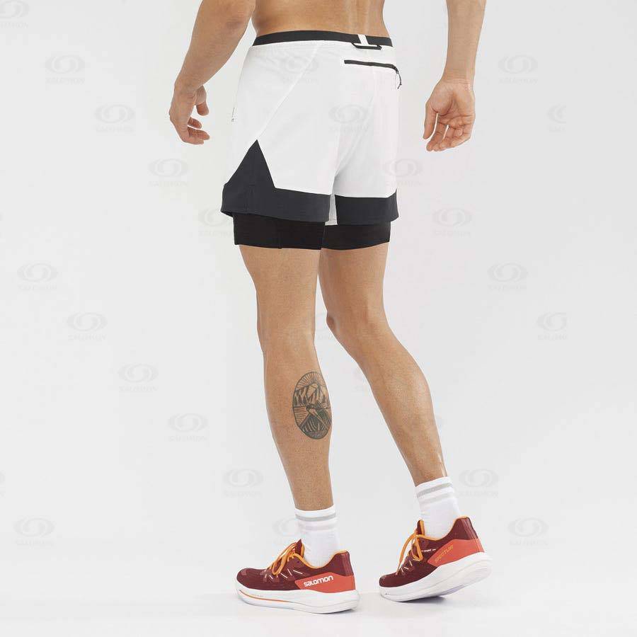 Salomon CROSS 2IN1 Men's Shorts White | AU-O1049