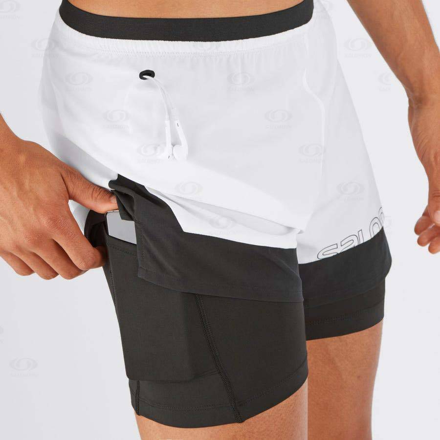 Salomon CROSS 2IN1 Men's Shorts White | AU-O1049