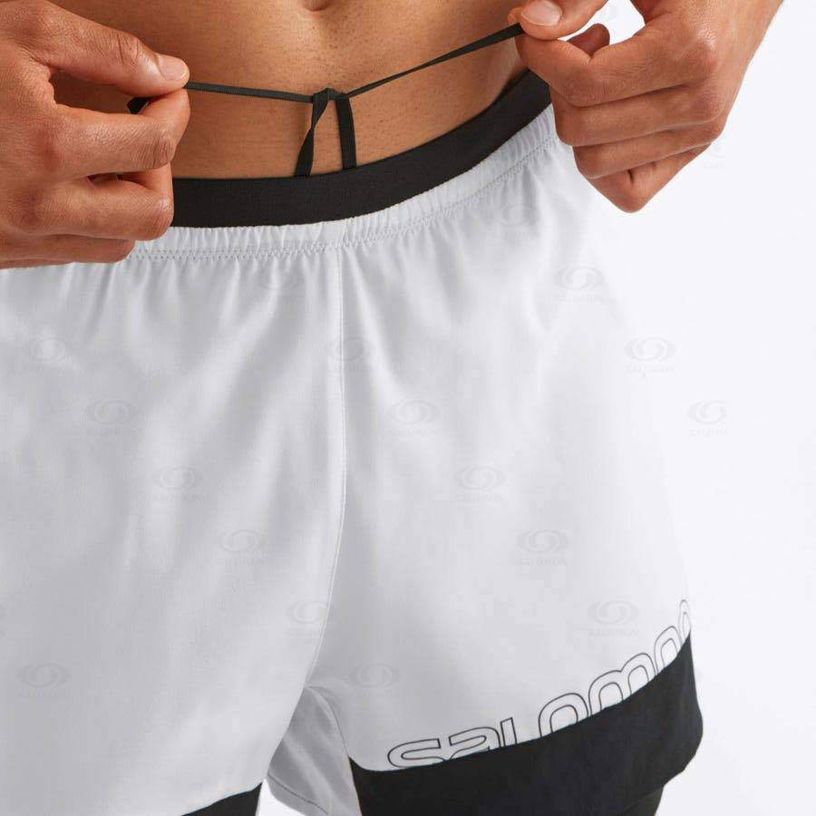 Salomon CROSS 2IN1 Men's Shorts White | AU-O1049