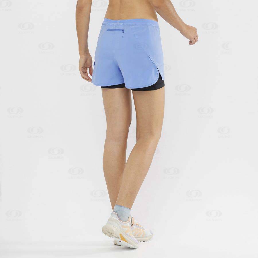 Salomon CROSS 2IN1 Women's Shorts Blue | AU-S1758