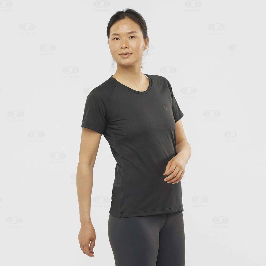 Salomon CROSS REBEL Women's T Shirts Black | AU-O1985