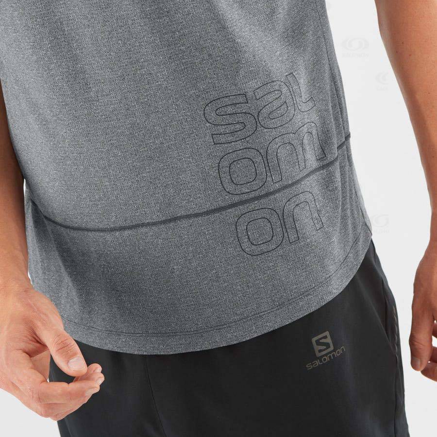 Salomon CROSS RUN GRAPHIC Men's T Shirts Grey | AU-A1906