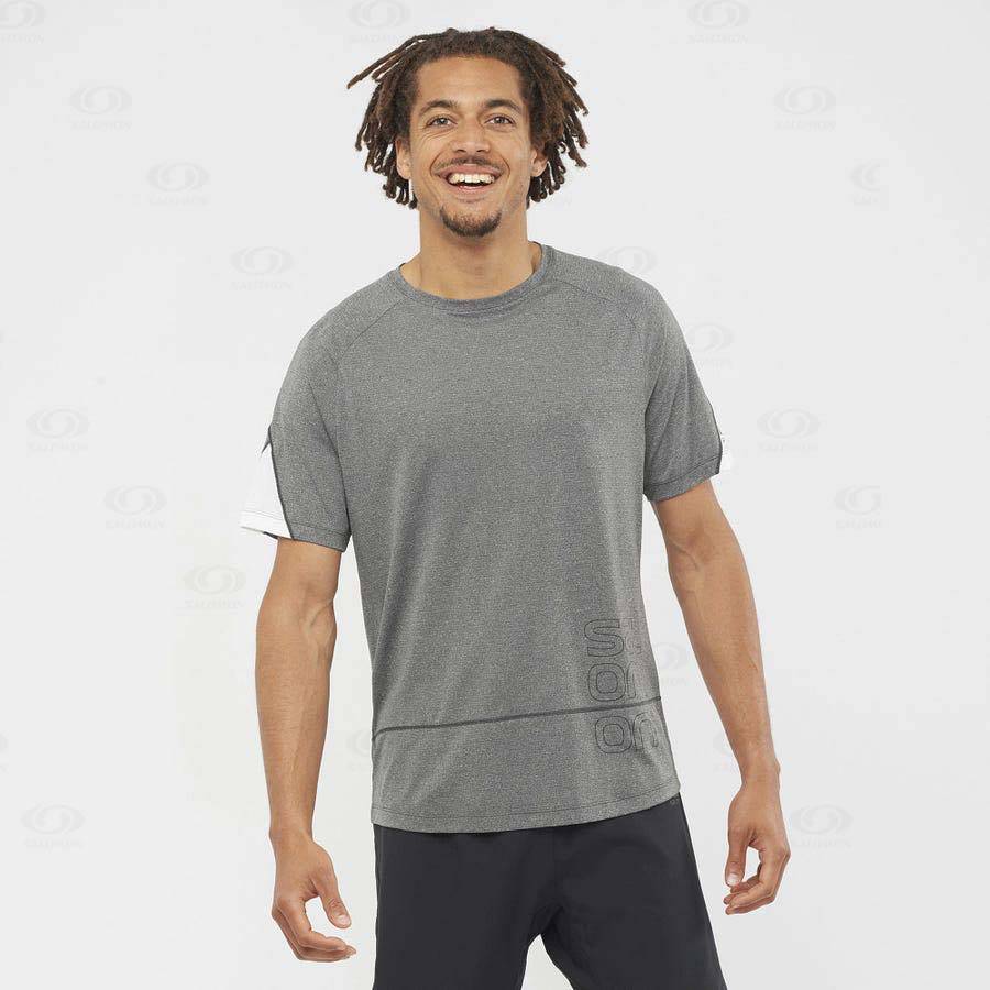 Salomon CROSS RUN GRAPHIC Men's T Shirts Grey | AU-A1906