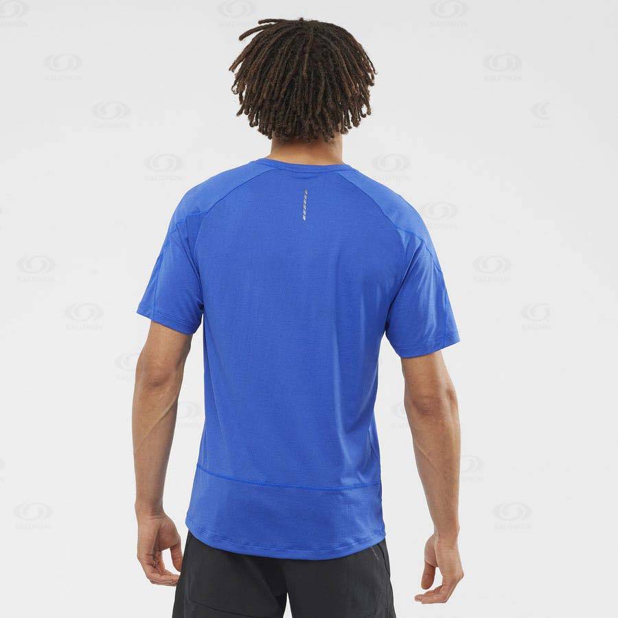 Salomon CROSS RUN Men's T Shirts Blue | AU-L1256