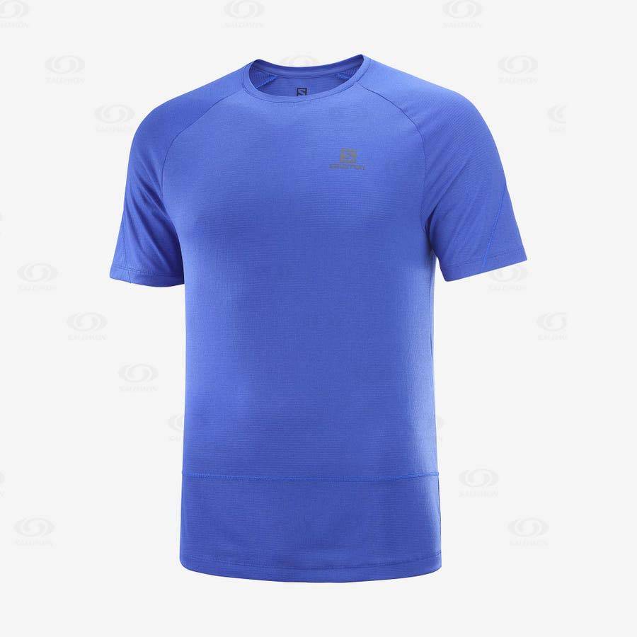 Salomon CROSS RUN Men\'s T Shirts Blue | AU-L1256