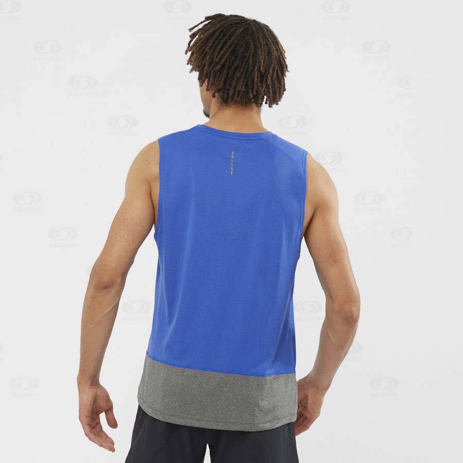 Salomon CROSS RUN Men's T Shirts Blue | AU-N2156