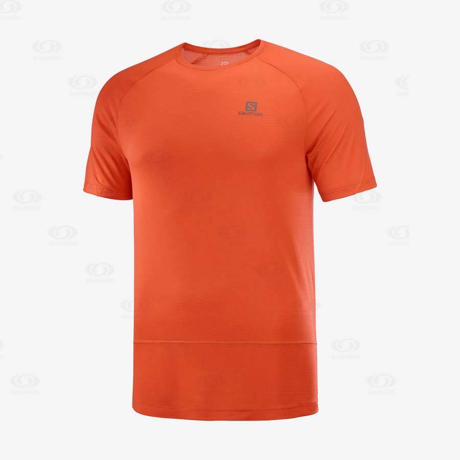 Salomon CROSS RUN Men\'s T Shirts Orange | AU-M1881