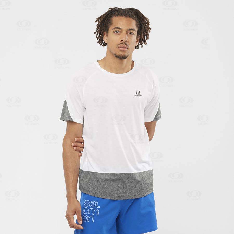 Salomon CROSS RUN Men's T Shirts White | AU-L2173