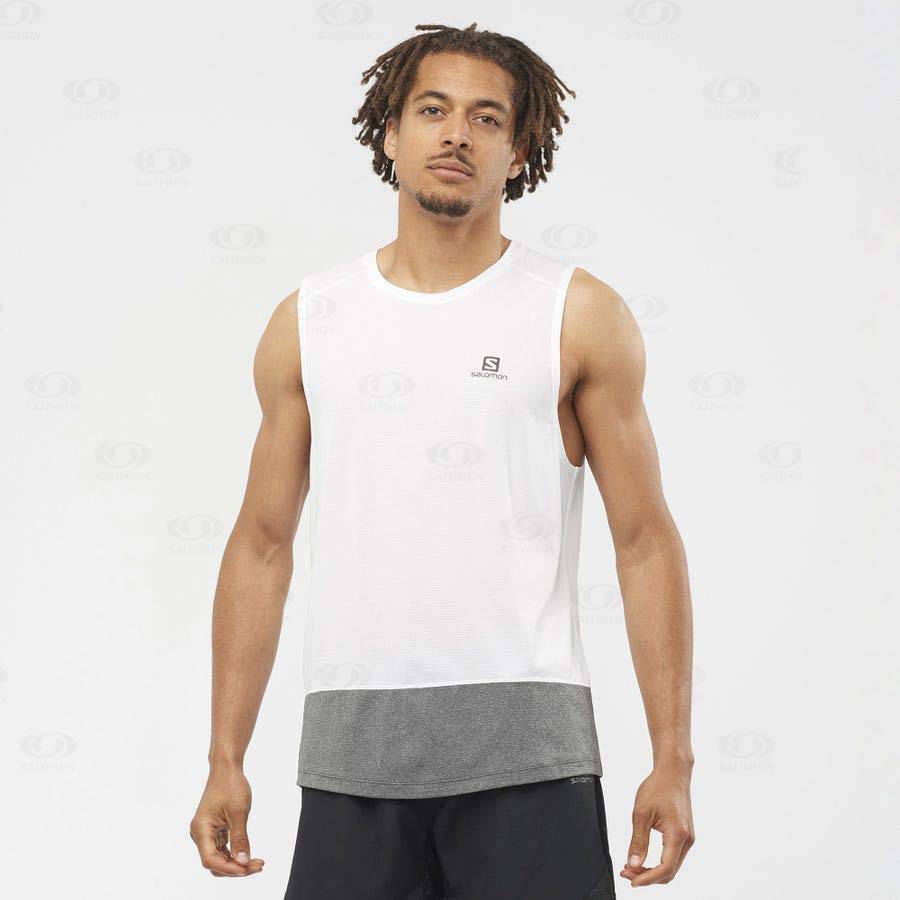 Salomon CROSS RUN Men's T Shirts White | AU-M2315