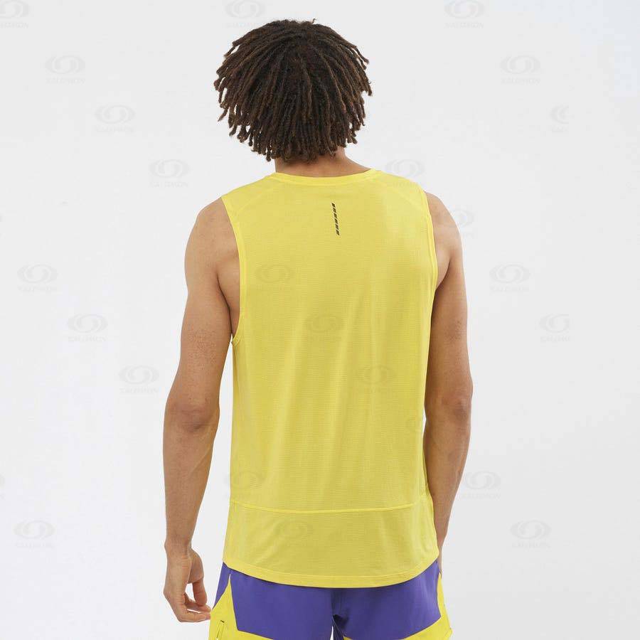 Salomon CROSS RUN Men's T Shirts Yellow | AU-L2194