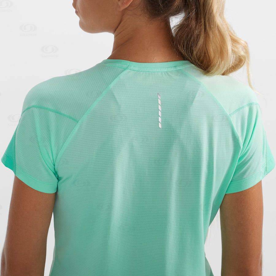 Salomon CROSS RUN Women's T Shirts Green | AU-O1385