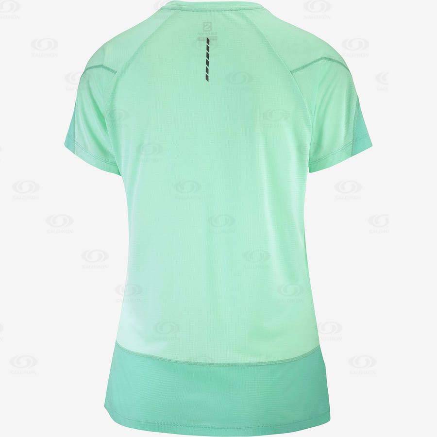 Salomon CROSS RUN Women's T Shirts Green | AU-O1385