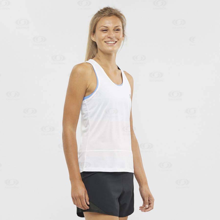 Salomon CROSS RUN Women's T Shirts White | AU-O2484