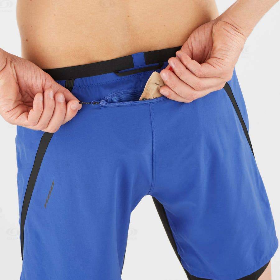 Salomon CROSS TWINSKIN Men's Shorts Blue | AU-M2623