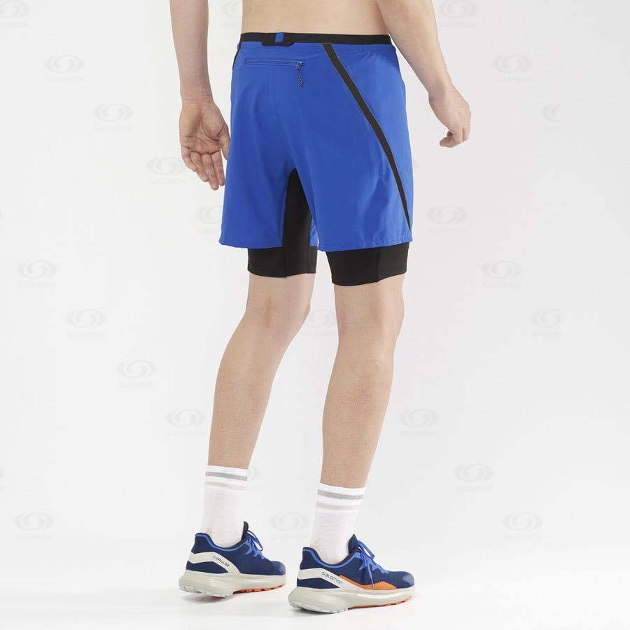 Salomon CROSS TWINSKIN Men's Shorts Blue | AU-M2623