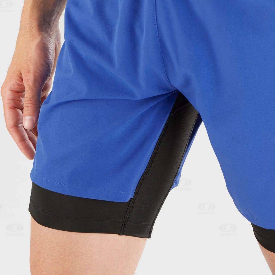 Salomon CROSS TWINSKIN Men's Shorts Blue | AU-M2623