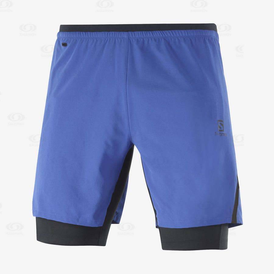 Salomon CROSS TWINSKIN Men's Shorts Blue | AU-M2623