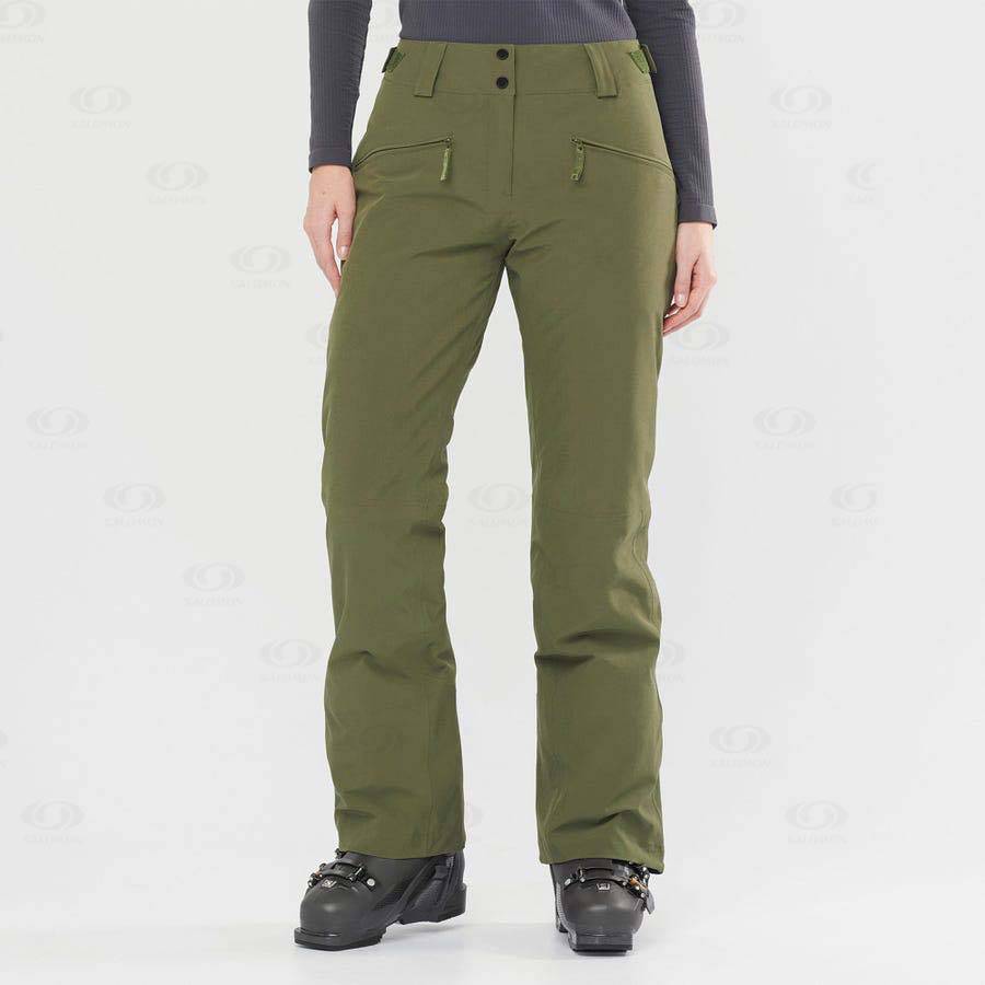 Salomon EDGE Women's Ski Pants Olive | AU-L2285