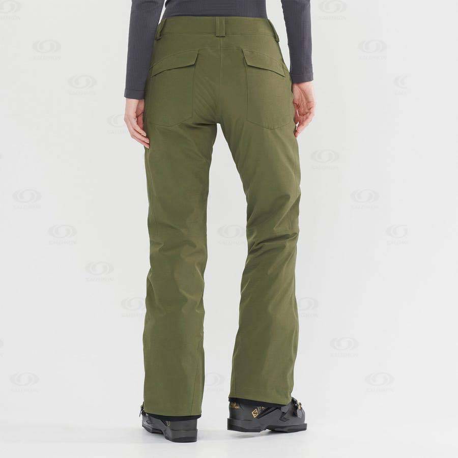 Salomon EDGE Women's Ski Pants Olive | AU-L2285