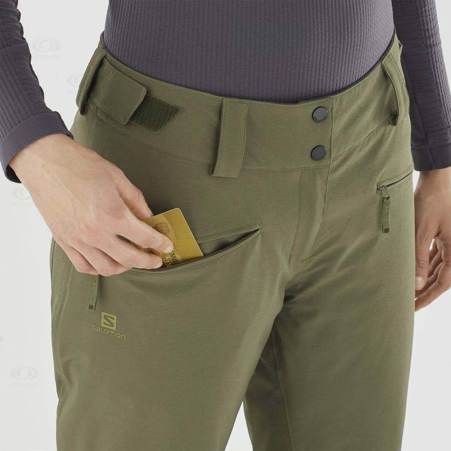 Salomon EDGE Women's Ski Pants Olive | AU-L2285