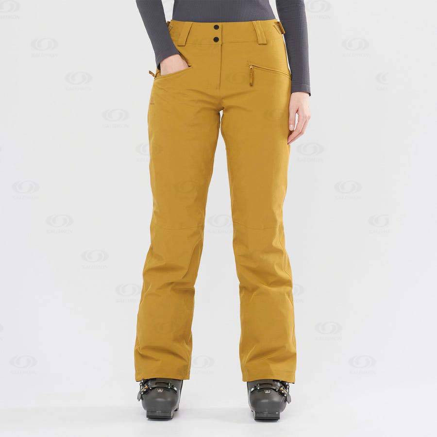 Salomon EDGE Women's Ski Pants Yellow | AU-A1563