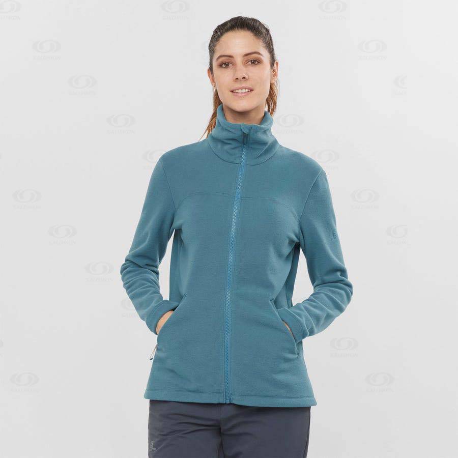 Salomon ESSENTIAL COSY FLEECE Women's Hoodie Blue | AU-L2453