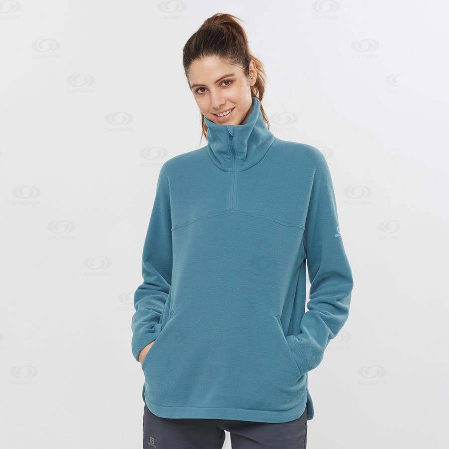 Salomon ESSENTIAL COSY FLEECE Women's Hoodie Blue | AU-S2612