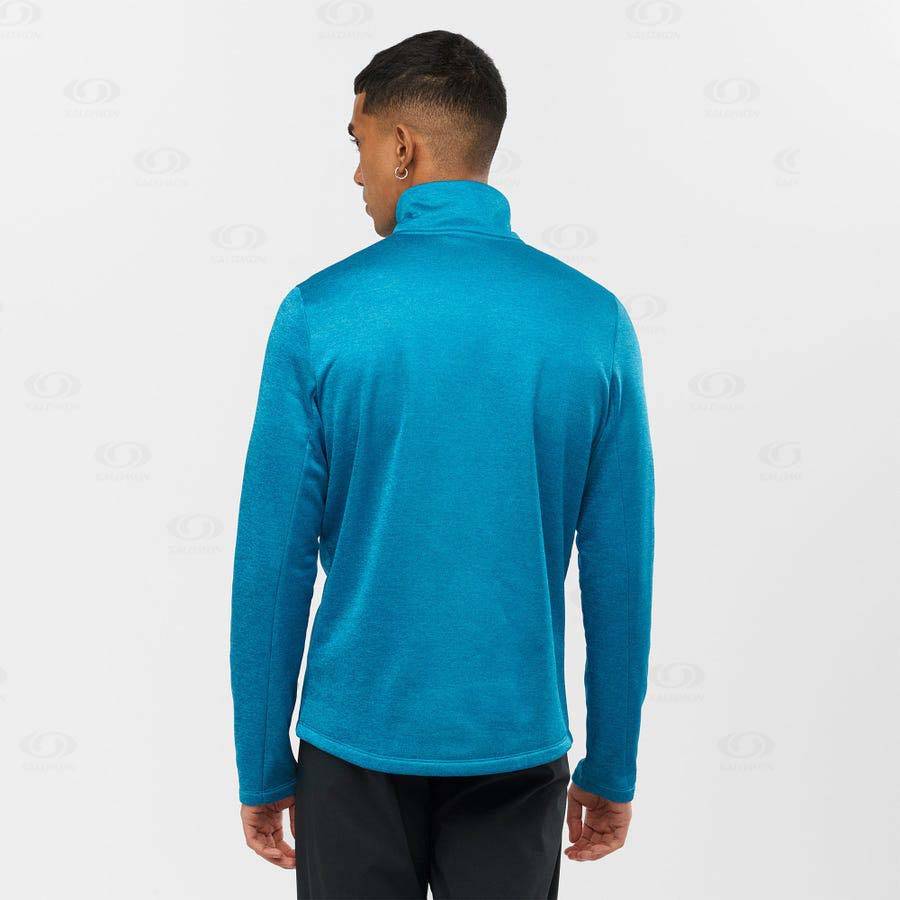 Salomon ESSENTIAL LIGHTWARM HEATHER Men's Hoodie Blue | AU-M2476