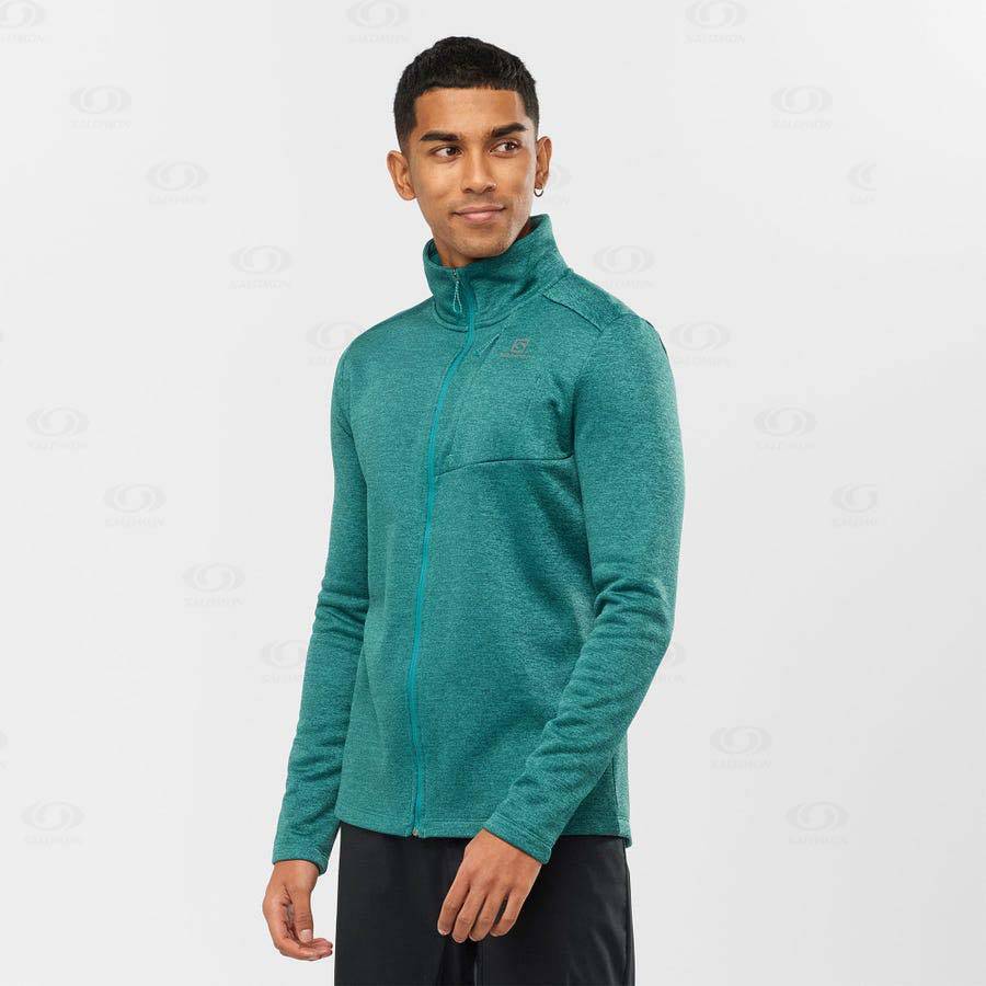 Salomon ESSENTIAL LIGHTWARM HEATHER Men's Hoodie Green | AU-N2513