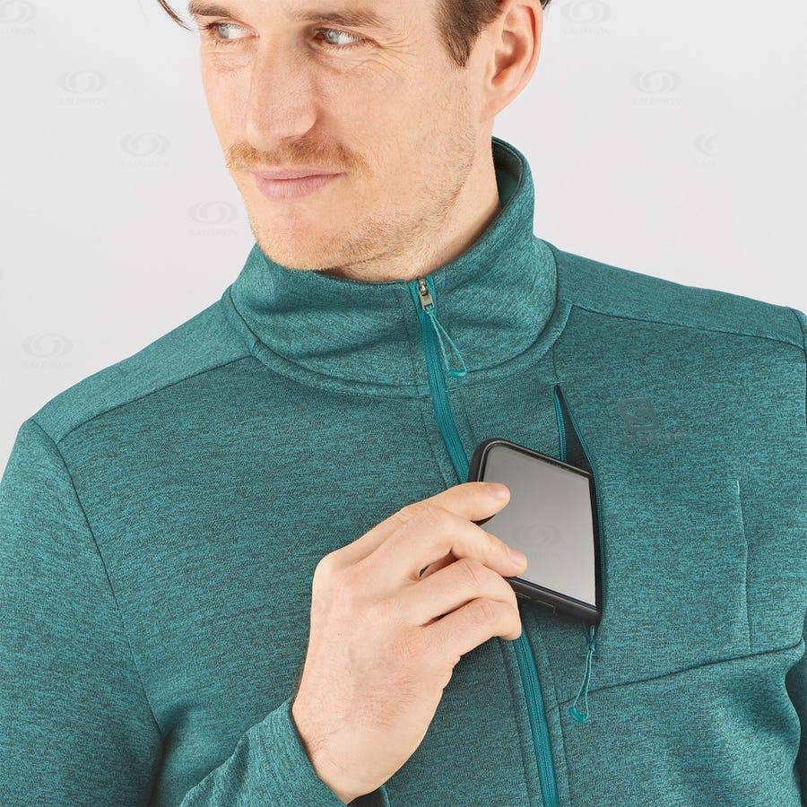 Salomon ESSENTIAL LIGHTWARM HEATHER Men's Hoodie Green | AU-N2513