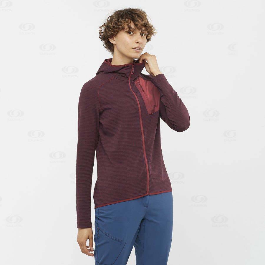 Salomon ESSENTIAL LIGHTWARM HOODED Women's Hoodie Red | AU-M1671