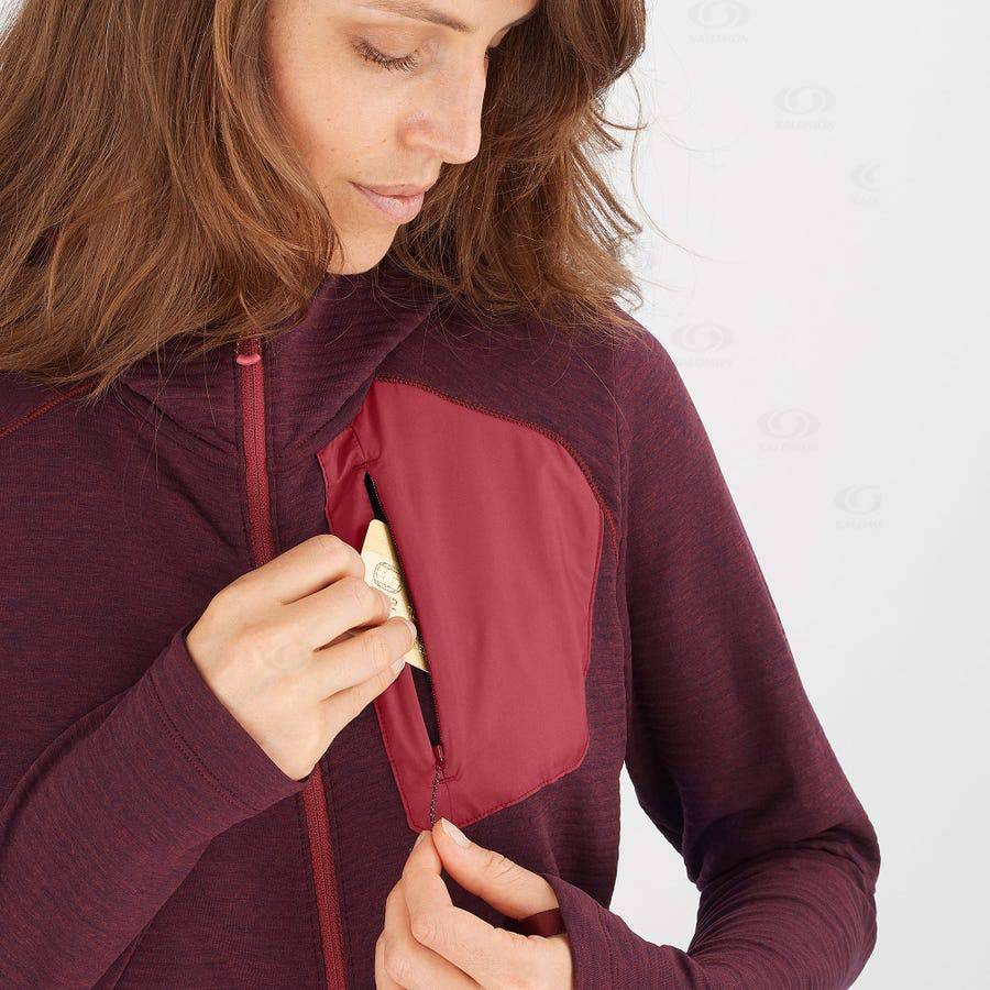 Salomon ESSENTIAL LIGHTWARM HOODED Women's Hoodie Red | AU-M1671