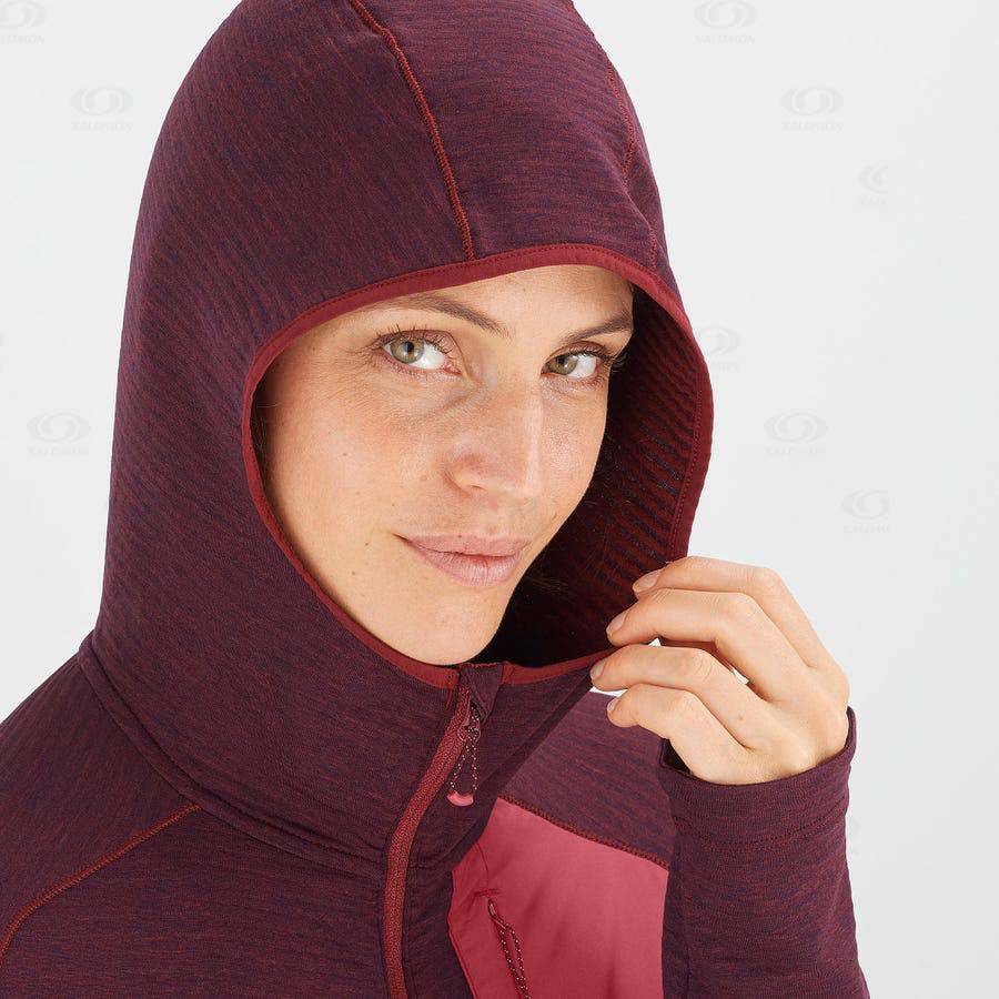 Salomon ESSENTIAL LIGHTWARM HOODED Women's Hoodie Red | AU-M1671