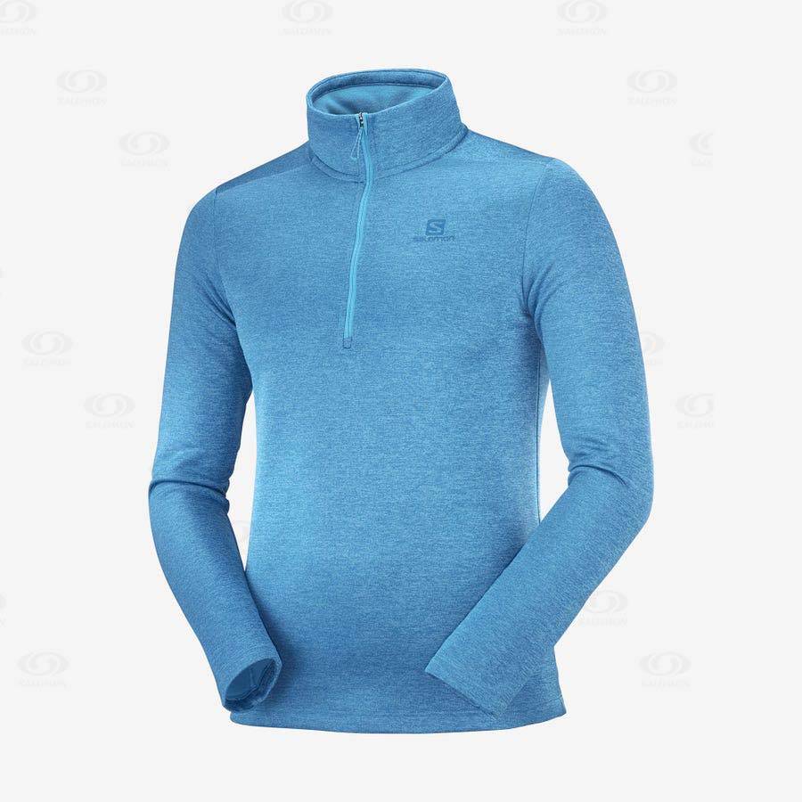 Salomon ESSENTIAL LIGHTWARM SEAMLESS Men\'s Hoodie Blue | AU-A2487