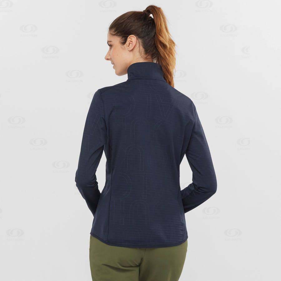 Salomon ESSENTIAL LIGHTWARM Women's Hoodie Navy / Blue | AU-O1140