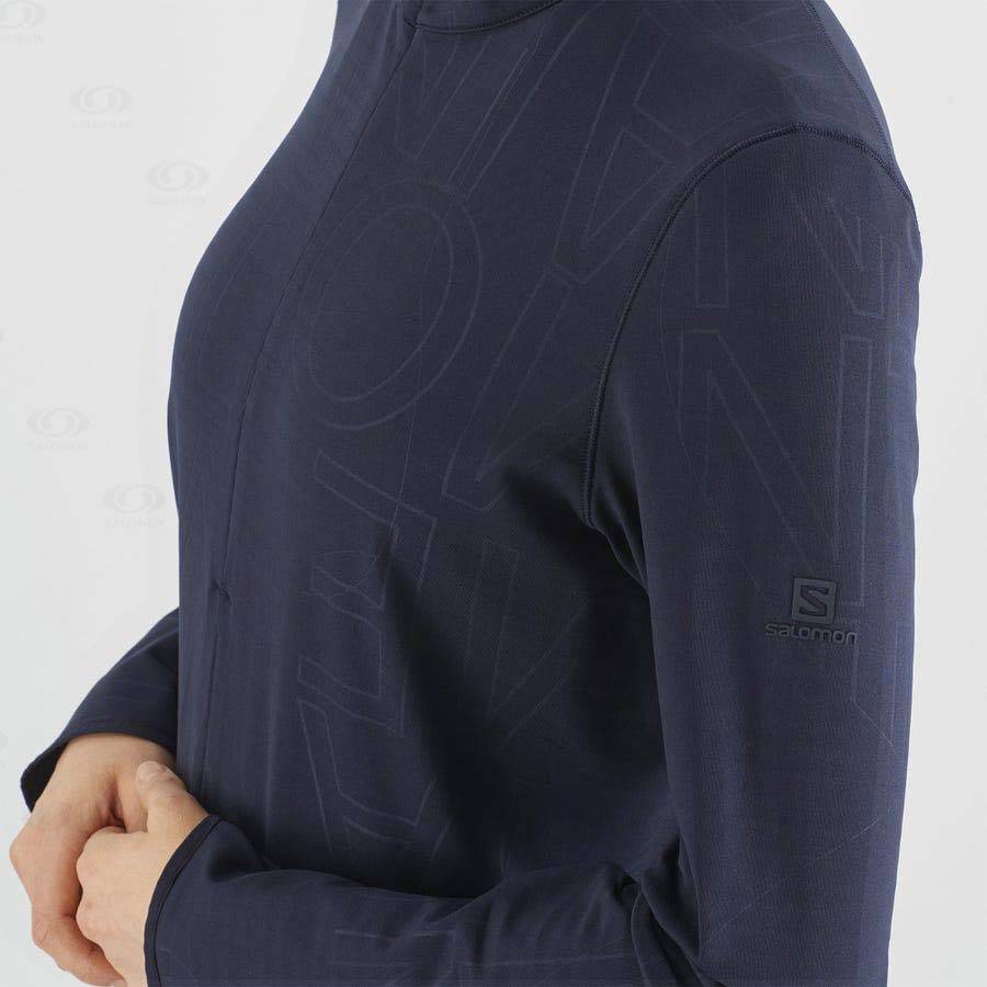 Salomon ESSENTIAL LIGHTWARM Women's Hoodie Navy / Blue | AU-O1140