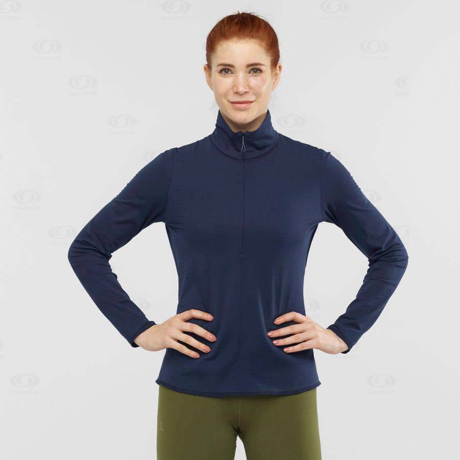 Salomon ESSENTIAL LIGHTWARM Women's Hoodie Navy | AU-S2297