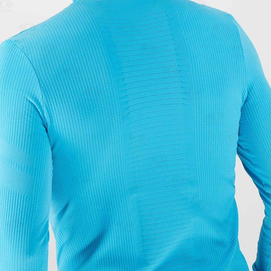 Salomon ESSENTIAL SEAMLESS Men's T Shirts Blue | AU-M1895