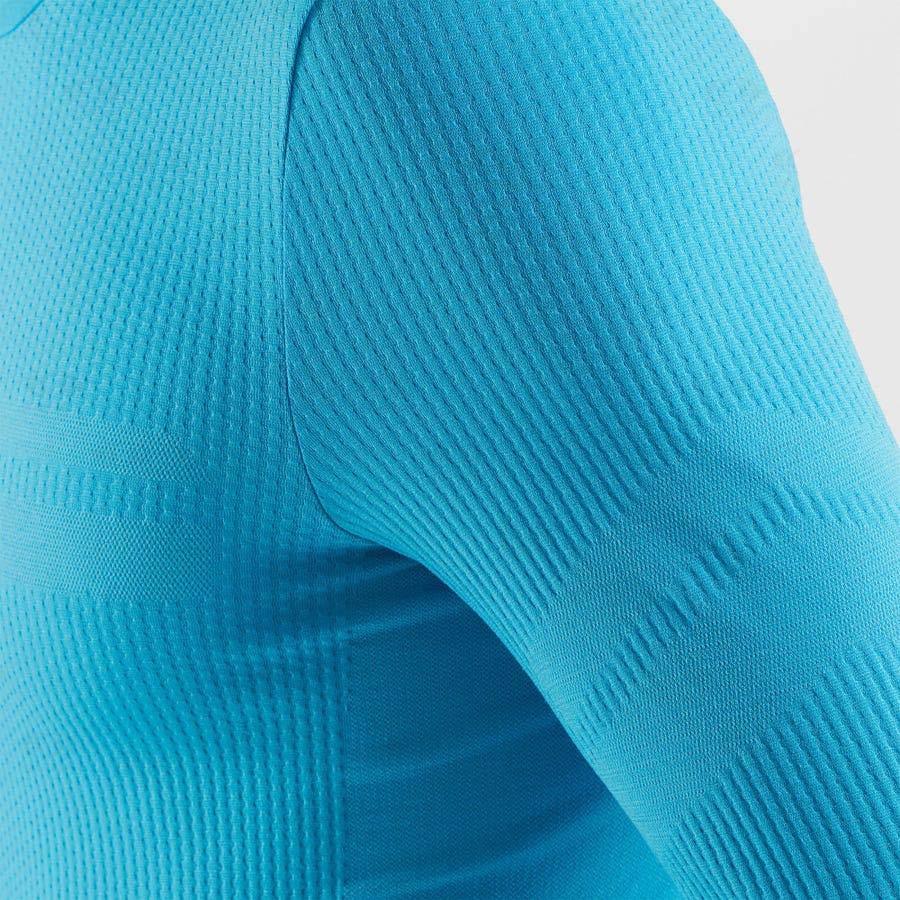 Salomon ESSENTIAL SEAMLESS Men's T Shirts Blue | AU-M1895