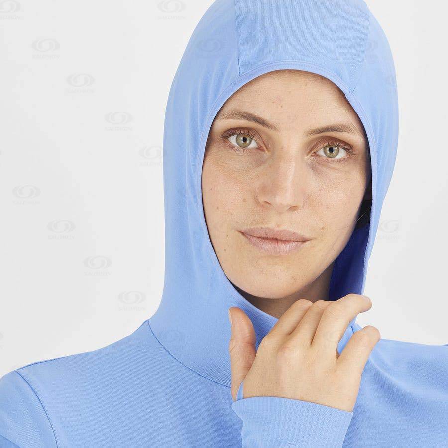 Salomon ESSENTIAL SEAMLESS Women's Hoodie Blue | AU-A1962